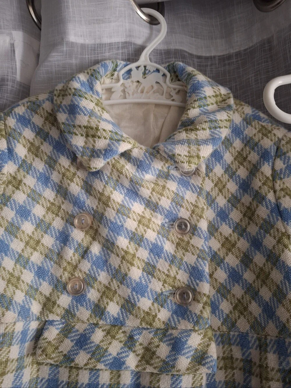 Vintage 50s Kute Kiddies Childrens Plaid Coat & Matching Bonnet Union Made 2/3t